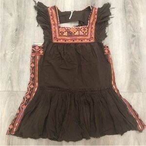 Free People Day Glow tiered embroidered backless mini dress with ruffles